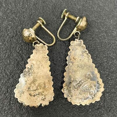 VINTAGE MEXICO SILVER & ABALONE TEARDROP EARRINGS - MARKED â€œPLATA 0925â€