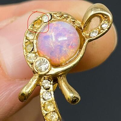 VINTAGE PINK OPAL? & RHINESTONE EARRINGS