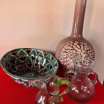 4 pc Lot (two glasses, one bowl, one vase)
