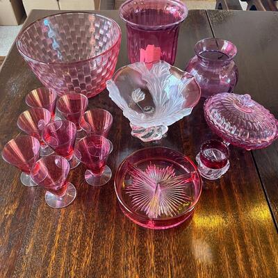 15pc Pink Glass Lot
