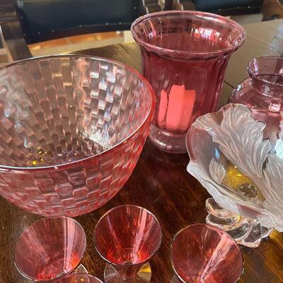 15pc Pink Glass Lot