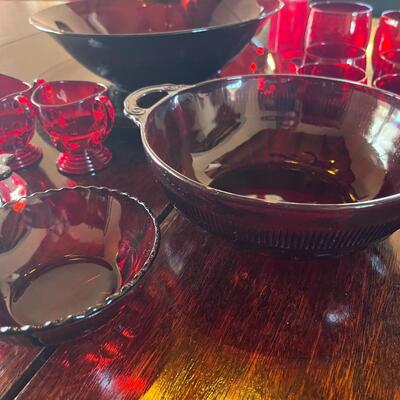 16pc Red Glass Lot
