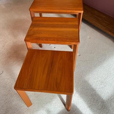 Set of 3 Vintage Denmark Mobelfabrikken Toften Teak Nesting Side Tables