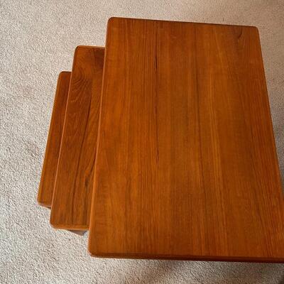 Set of 3 Vintage Denmark Mobelfabrikken Toften Teak Nesting Side Tables