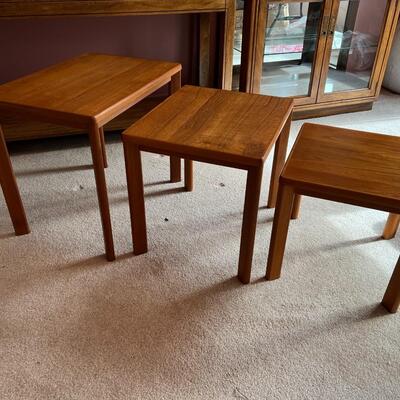 Set of 3 Vintage Denmark Mobelfabrikken Toften Teak Nesting Side Tables