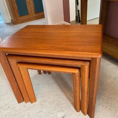 Set of 3 Vintage Denmark Mobelfabrikken Toften Teak Nesting Side Tables