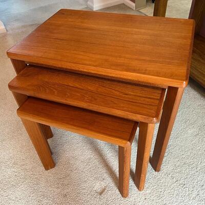 Set of 3 Vintage Denmark Mobelfabrikken Toften Teak Nesting Side Tables
