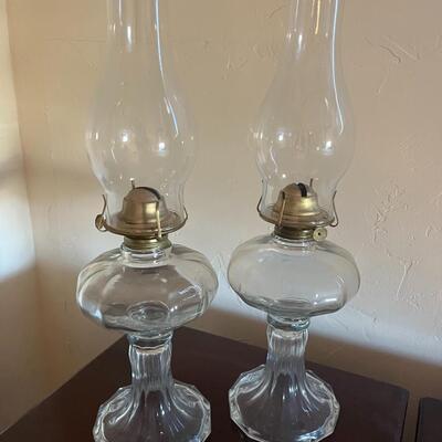 Set of 2 - 19â€ tall glass oil lamps