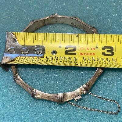 AA  VINTAGE STERLING SILVER BAMBOO HINGED BANGLE BRACELET SIAM