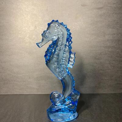 Waterford Crystal Blue Seahorse Sculpture
