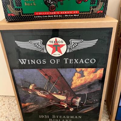 2 Wings Over Texaco Planes, Texaco 1925 Stakebed Truck, & Painted Decorative Saw