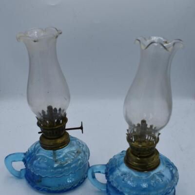 Set of 2 Blue Oil Lamps