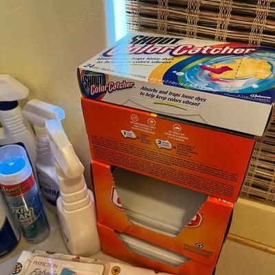 Laundry Supplies, bounce dryer sheets, stain remover, starch, laundry bag, scent boosters