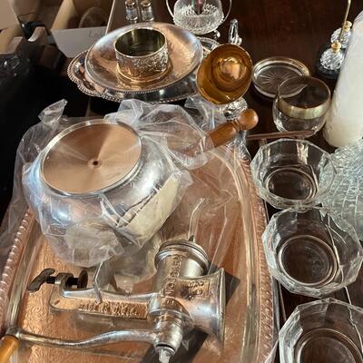 Glassware and Silver Serving Set