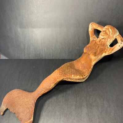 Vintage Cast Iron Mermaid Sculpture