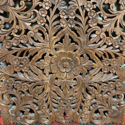 Carved Asian Wooden Wall Art