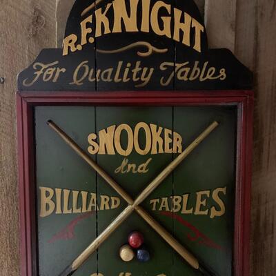 Snooker and Billiard Decorative Sign