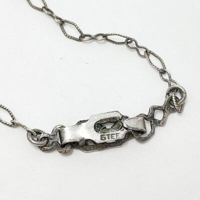 VINTAGE ESEMCO STERLING SILVER FILIGREE PENDANT W/ PEACH GLASS STONE