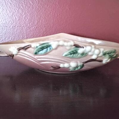 Roseville Pottery Snowberry Console Bowl Handled #10 - 12 1/4