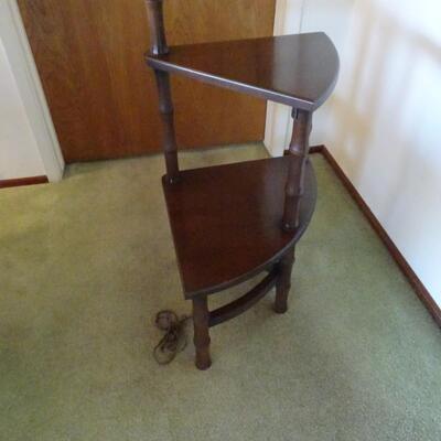 LOT 368. FLOOR LAMP WITH STEP TABLE  FAUX BAMBOO