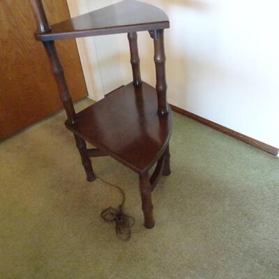 LOT 368. FLOOR LAMP WITH STEP TABLE  FAUX BAMBOO