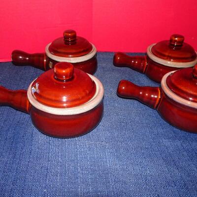 LOT 373. STONEWARE HANDLE SOUP BOWLS