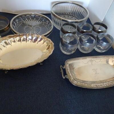 LOT 375. BOWLS, GLASES AND TRAYS