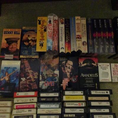 LOT 384. COLLECTION OF 8 TRACK TAPES, VHS AND BLANK VHS TAPES
