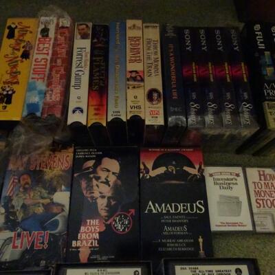 LOT 384. COLLECTION OF 8 TRACK TAPES, VHS AND BLANK VHS TAPES