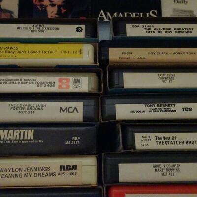 LOT 384. COLLECTION OF 8 TRACK TAPES, VHS AND BLANK VHS TAPES