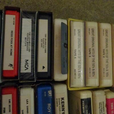 LOT 384. COLLECTION OF 8 TRACK TAPES, VHS AND BLANK VHS TAPES