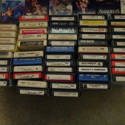 LOT 384. COLLECTION OF 8 TRACK TAPES, VHS AND BLANK VHS TAPES