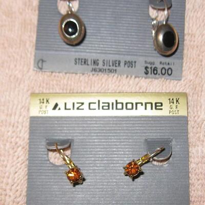 MS 4 Pair Sterling Silver & Gold Filled Earrings by Liz Claiborne & Waterfall
