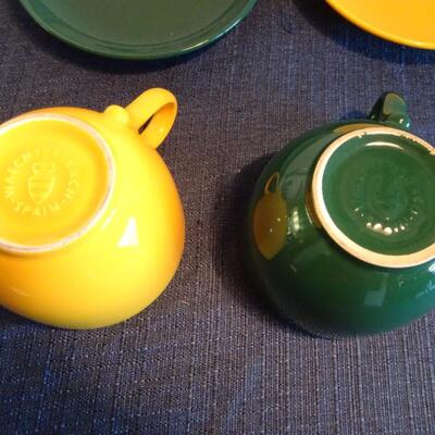 LOT 407. DECORATIVE OVERSIZED MUG AND TWO MUGS