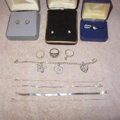 MS Group Sterling Silver Jewelry Earrings Bracelets Rings Charms 13pcs