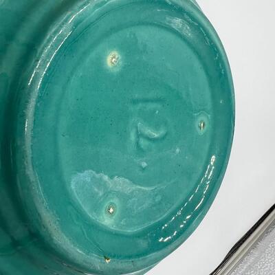 Vintage Midcentury Bauer #12 Ringware Mixing Bowls in Turquoise Blue and Yellow