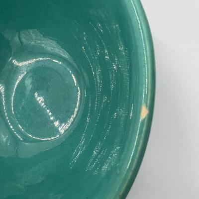Vintage Midcentury Bauer #12 Ringware Mixing Bowls in Turquoise Blue and Yellow