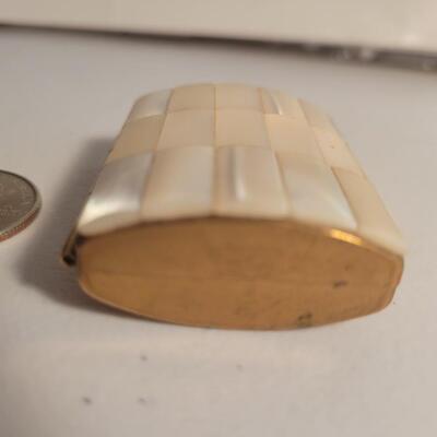 Brass and mother of pearl snuff Box