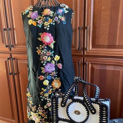 ST Vintage loom straw flower dress