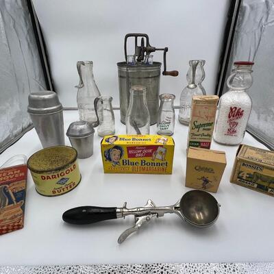 Antique Large Lot of Dairy Milk Butter and Ice Cream Related Collectibles