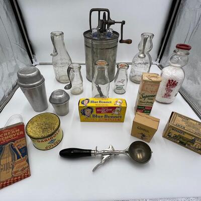Antique Large Lot of Dairy Milk Butter and Ice Cream Related Collectibles