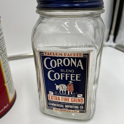 Antique Lot of Coffee Related Collectible Jars Tins and Accessories