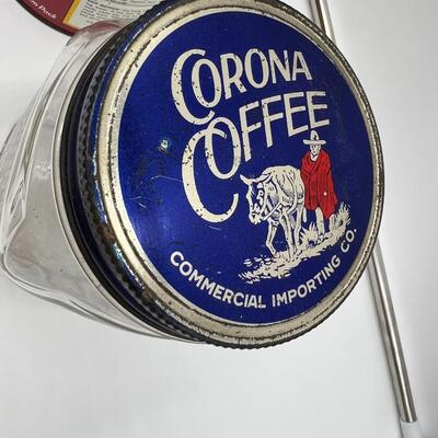 Antique Lot of Coffee Related Collectible Jars Tins and Accessories