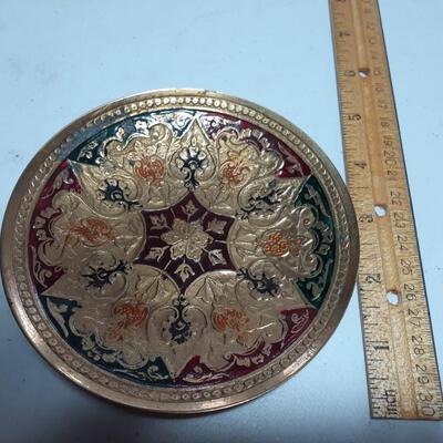 Vintage 5in brass hanging plate