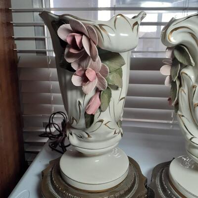 2 Vintage porcelan and brass elec. LAMPS