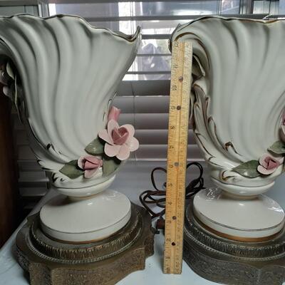2 Vintage porcelan and brass elec. LAMPS