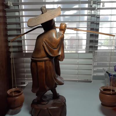 Vintage 20in tall hand carved chinese man