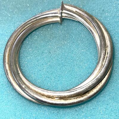 AA  MODERNIST SILVER TWISTED TUBE BANGLE BRACELET