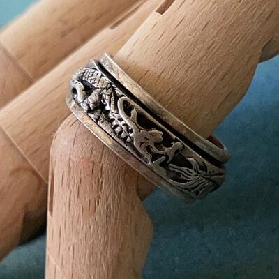 AA  STERLING SILVER DRAGON SPINNER RING MK925