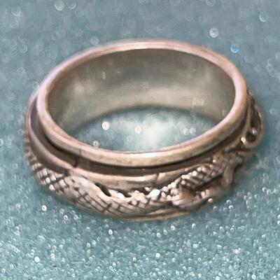 AA  STERLING SILVER DRAGON SPINNER RING MK925
